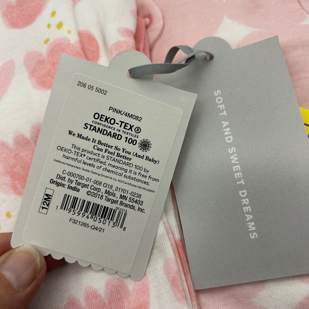 Cloud Island 3 Pack Pink Floral Geometric Sleep N Play Inverted Zipper 12M NWT - Picture 2 of 7